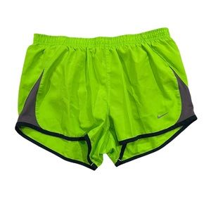 NIKE NEON GREEN GRAY AND BLACK DOLPHINS SHORTS WITH BUILT IN UNDERSHORTS. Size M